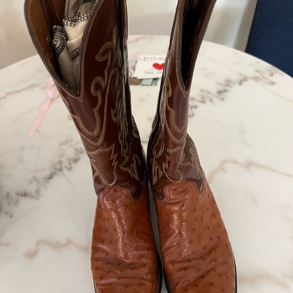 Two pair of Lucchese Ostrich skin boots.  PRICING IS PER PAIR. - Picture 2 of 10